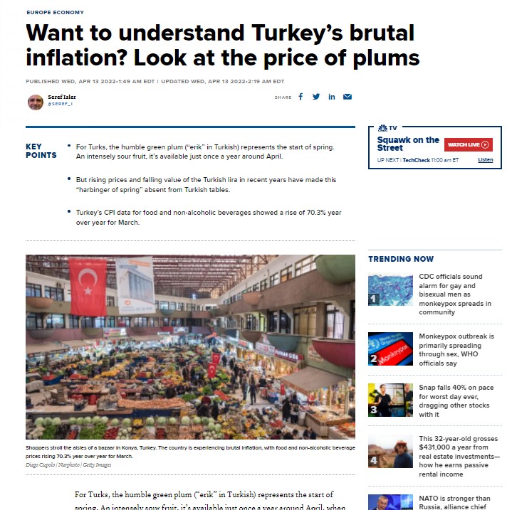 inflation brutale de la Turquie