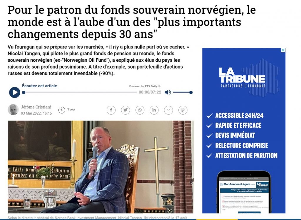 le patron du fonds souverain norvégien